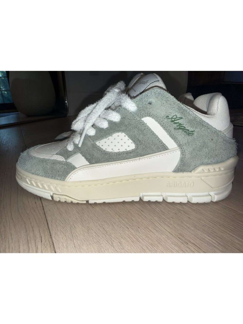 Axel Arigato Area Lo Fluffy Sneaker Sage Green Suede White Men's US 8 EU 41